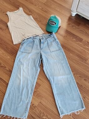 Lucky Brand Light Blue Denim Jeans with Brown Leather Patch